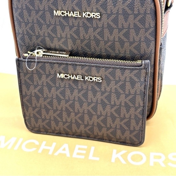 Michael Kors Medium NS Chain Xbody Bag & Small TZ Coinpouch w/D Brown/Gold - Picture 10 of 12